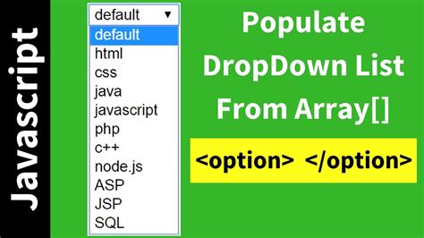 Populate dropdown from database using javascript.  Dec 20, 2023 · Dropdow...