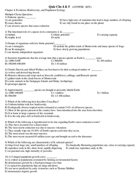 Population Genetics Worksheet Answer Key