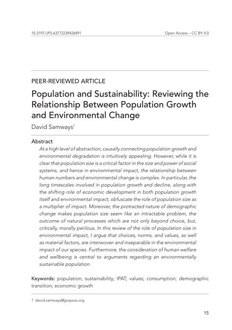 Population and Environment on JSTOR