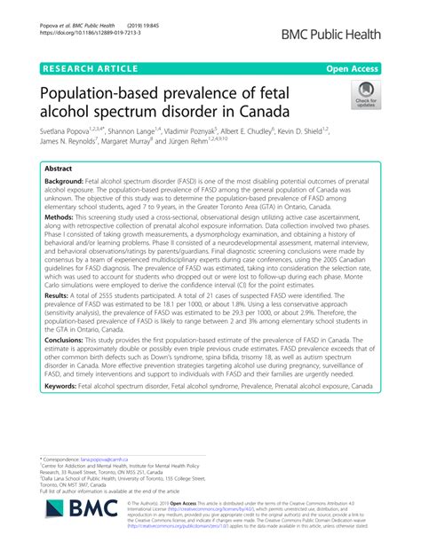 Population-based prevalence of fetal alcohol spectrum disorder …