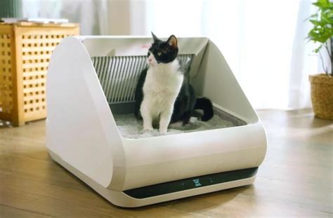 Popur litter box. This technology also helps Popur avoid loss of litter regardless of its size and amount, handle loose stools, and minimize dust, therefore keeps the box clean 24/7. When your cats pee on the side, corner or a shallow litter bed, litter sticks to the box. This is arguably the biggest challenge for self-cleaning litter boxes. 