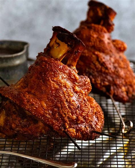 Pork knuckles. A hunk of impossibly tender, juicy pork meat on the bone, all wrapped in crispy crackling skin, you say? Be still my beating heart! Called Schweinshaxe, this... 