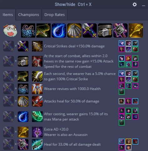 Play smarter and climb the ranks in TFT with constantly updated item guides, team recommendations, and deep champion stat analysis. Now available in-game! Download the App. 