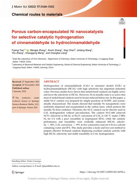 Porous carbon-encapsulated Ni nanocatalysts for selective