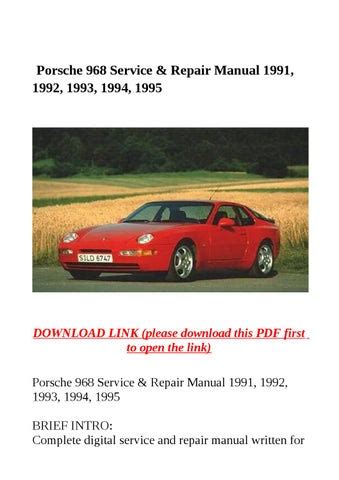 Porsche 968 service repair manual 1991 1992 1993 1994 1995. - Guide total pa ordf che en eau douce les techniques essentielles.