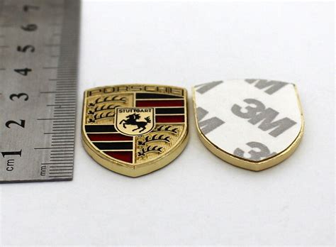 Porsche Crest Metal Enamel Car Emblem 1 1/5 Inch Tall Sticker