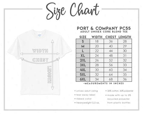 Port And Company Shirts Size Chart