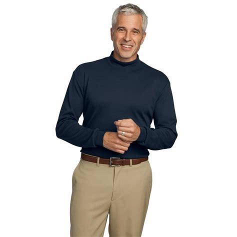 Port Authority K321 Interlock Knit Mock Turtleneck - Navy