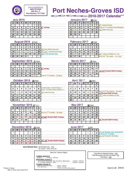 Port Neches Groves Isd Calendar