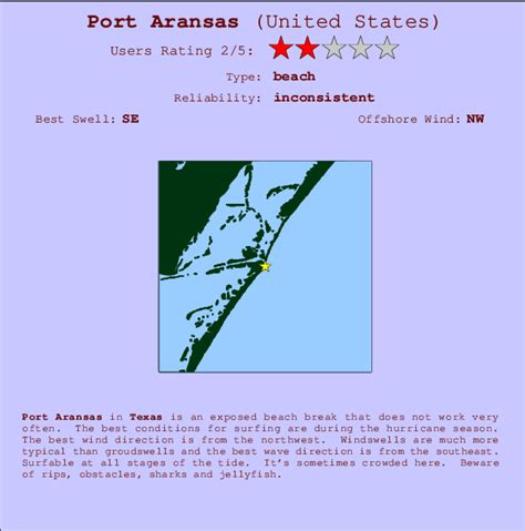 Port aransas offshore wave forecast. General. This is the wind, wave and weather forecast for Port Richey in Florida, United States of America. Windfinder specializes in wind, waves, tides and weather reports & forecasts for wind related sports like kitesurfing, windsurfing, surfing, sailing, fishing or … 