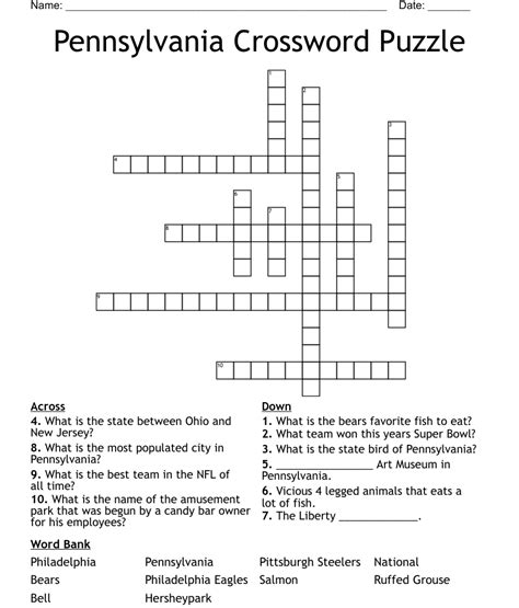 Pennsylvania port. Crossword Clue Here is the solution for the Pennsylvania port. clue featured on January 1, 1968. We have found 40 possible answers for this clue in our database. Among them, one solution stands out with a 94% match which has a length of 4 letters. You can unveil this answer gradually, one letter at a time, or reveal it all at .... 