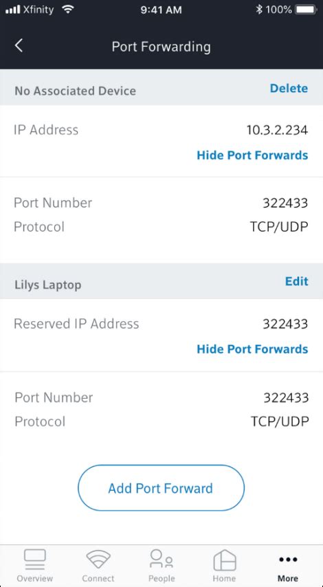 Customers with xFi Gateways can only set up and adjust Port Forwarding settings using the Xfinity app or site. However, if you have an Xfinity Gateway, you can continue to set up and adjust Port Forwarding settings through the Gateway's Admin Tool (https://comca.st/3Q0DUe9).