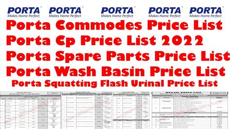 Porta Price List - Sanitary Bazar