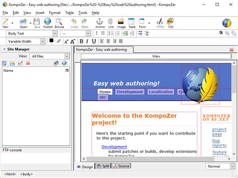 Portable KompoZer 0.8 Free Download