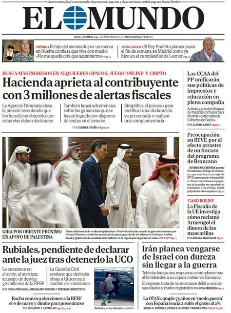 Portada de EL MUNDO del jueves 13 de abril de 2024 - MSN