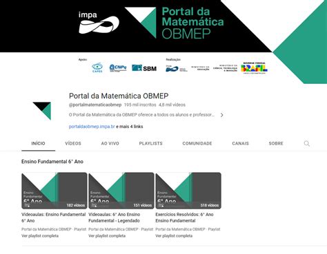 Portal da Matemática OBMEP - YouTube