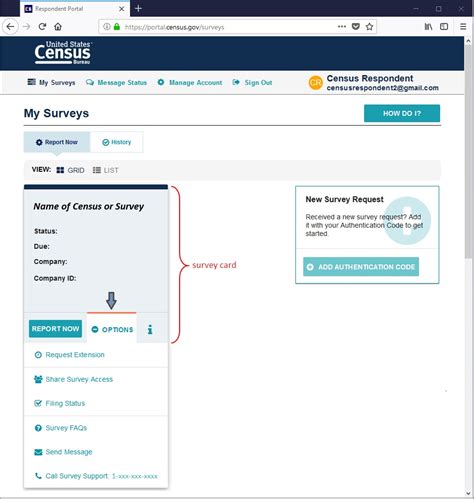 Portal.census.gov authentication code. Authentication Code: Due Date: Account Manager: 1. Sign in OR register at https://portal.census.gov 2. Add your authentication code OR locate this report under “My Surveys.” 3. Report by clicking on “REPORT NOW.” You can return to your account over multiple sessions to complete the survey. 