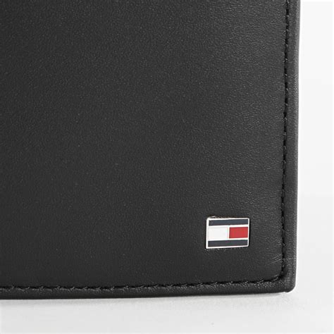 Portefeuille italien Tommy Hilfiger Eton en cuir lisse noir