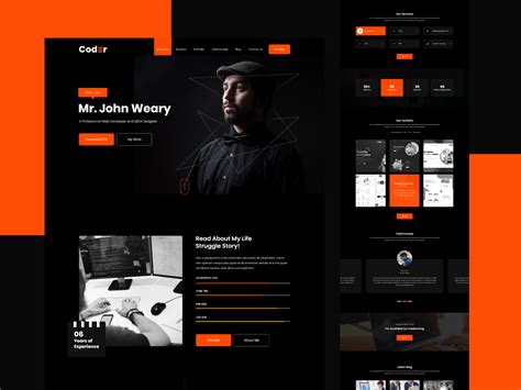 Portfolio Developer Free XD Website Template by inkyy on Dribbble Web