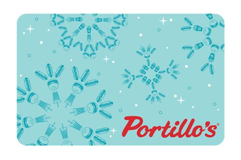 These gift cards may be redeemed at any Portillo's restaurant, portillos.com or the Portillo's app. E-Gift Cards. E-Gift Cards can be emailed with a personal message and used right away! Buy e-gift card. Physical gift cards. Gift cards are also available for purchase inside our restaurants.. 