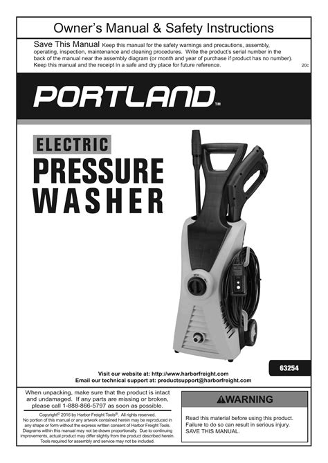  1. The work area should have adequate drainage to reduce the possibility of a fall or electric shock due to wet surfaces. 2. Wear ANSI-approved safety goggles during set up and use. 3. Only feed cold, clean water through this tool. Pressure washer detergent may be used in the Detergent Bottle only. . 