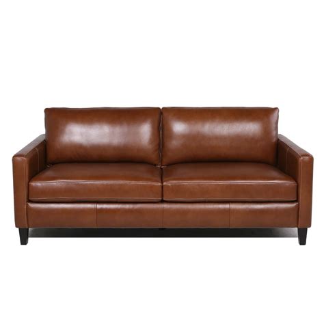 Portland 81" Square Arm Leather Sofa - Wayfair