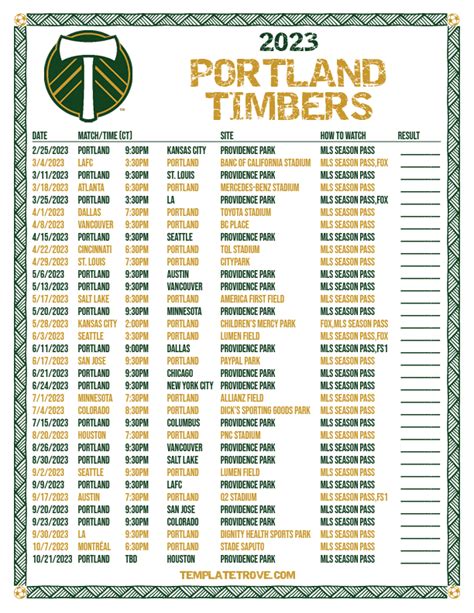 Portland Timbers Schedule 2023