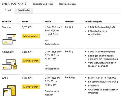 Porto großbrief