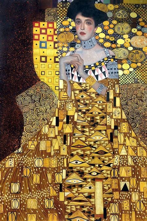 Portrait of adele. La representación de Adele Bloch-Bauer elaborada por Gustav Klimt en 1907 es el retrato más famoso del artista y representa la cima de su "estilo dorado". Se puede interpretar como un ícono secular que incluye referencias africanas, asiáticas, bizantinas y egipcias. Gustav Klimt, holding a cat in his arm (c. 1911) de Moriz Nähr Wien Museum. 