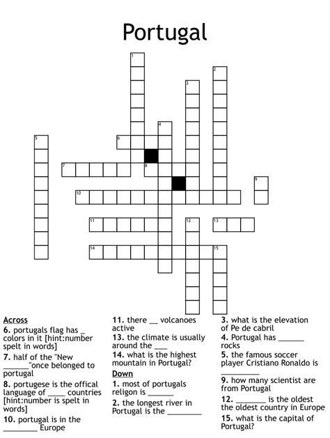 Portuguese day crossword clue. Our crossword solver found 10 results for the crossword clue "portuguese island". ... Festive Language Facts For Saint Patrick’s Day. History. 