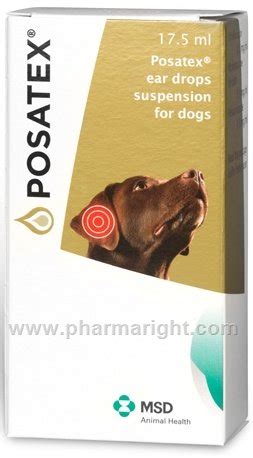 Posatex without vet prescription. Aural pain, swelling, or heat were each noted in 3 separate dogs in the 5× group. STORAGE INFORMATION: Store at temperatures between 2°-30°C (35.6°-86°F). Shake well before use. HOW SUPPLIED: POSATEX ® Otic Suspension is available in 7.5 g, 15 g, and 30 g plastic bottles. Approved by FDA under NADA # 141-266. 