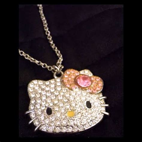 This chain is sooo adorable.N…. $89 $1,212. Hello Kitty necklace charm. $9. Hello Kitty & Crown Charm Necklace Rhinestone Accents Adjustable Length Chain. $20. hello kitty necklace. $20 $60. NEW Silver and Reflective Pearl Sanrio Kuromi Kawaii Anime Clavicle Necklace.. 