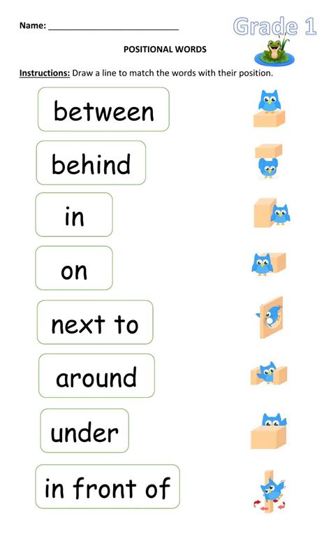 Positional Language Worksheet Language Worksheets