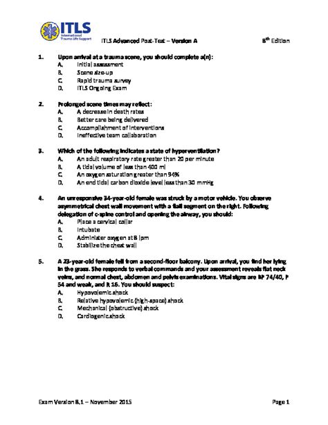 Post Itls Test Answers