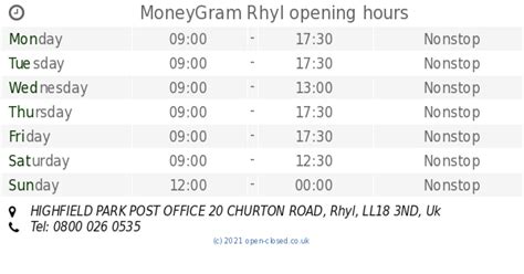 Post Office in Highfield Park, Rhyl, Opening Times - Localmint