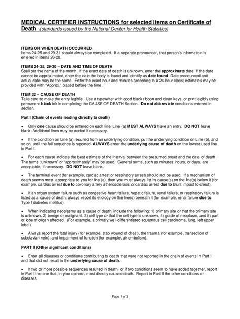 Post mortem certificate of death.  Epstein's death certificate was then published pending ...