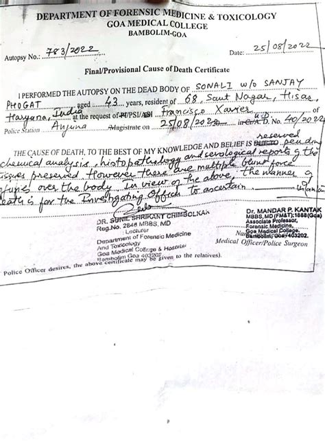 Post mortem report sample india.  But Post-Mortem & FSL reports later confirmed stra...