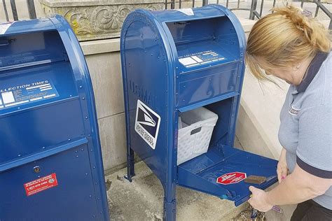 Post office collection box locations. A Blue mailbox is a collection Box provided by the United States Postal Service (USPS). These boxes are blue and made of metal, and the box’s stand is approximately 3 feet tall. This box is a physical box that can be used by the public to deposit outgoing mail, and USPS collects that mail. The blue mailbox is currently in use by the Postal ... 