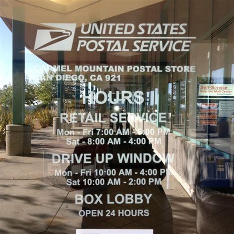 Opening Hours of Post Office Carmel Mountain Postal Store - San Diego
