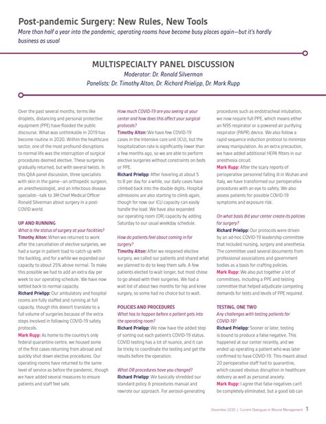 Post-pandemic Surgery: New Rules, New Tools - Dialogues in Wound Management