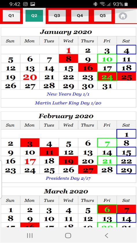 Postal Color Coded Calendar 2023