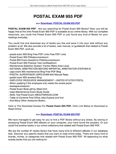 Postal service test 955. Things To Know About Postal service test 955. 