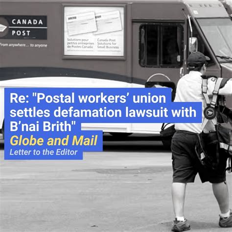 Postal workers’ union settles defamation lawsuit with B’nai Brith