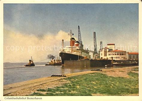 Postcard Bremerhaven, Columbushafen, Dampfer Bremen