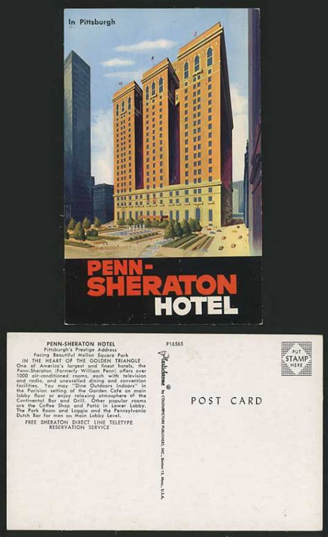 Postcard Pennsylvania Pittsburgh PA Penn Sheraton Hotel 1960s …