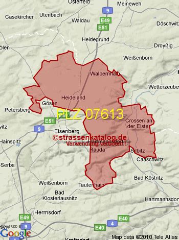 Postleitzahl: 07613 (PLZ) Hartmannsdorf Bundesland Thüringen