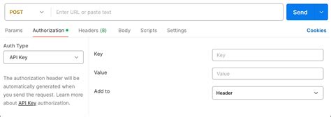 Postman api key authorization.  It enables you to run collections, lint AP...