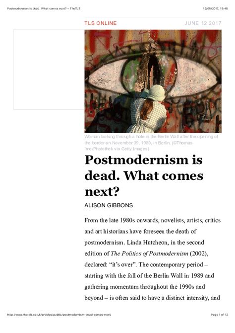 Postmodernism is dead. What comes next? - TLS