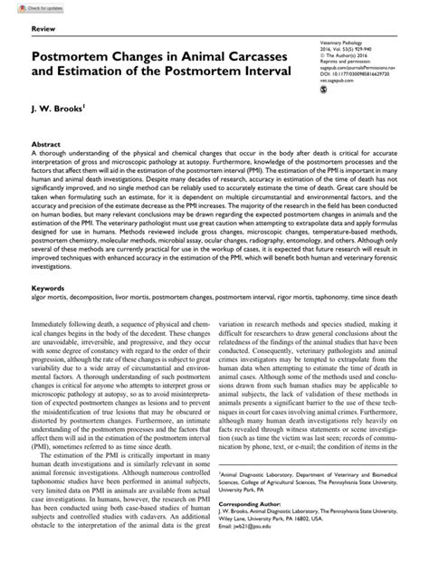 Postmortem changes in animal carcasses and estimation of the postmortem interv...