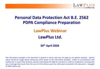 Postponement of PDPA Enforcement — LawPlus Ltd.